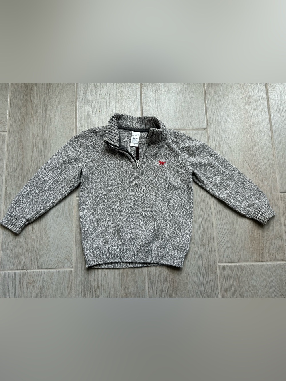 Carter's NWOT 24m Gray Knit Quarter-Zip Pullover Sweater